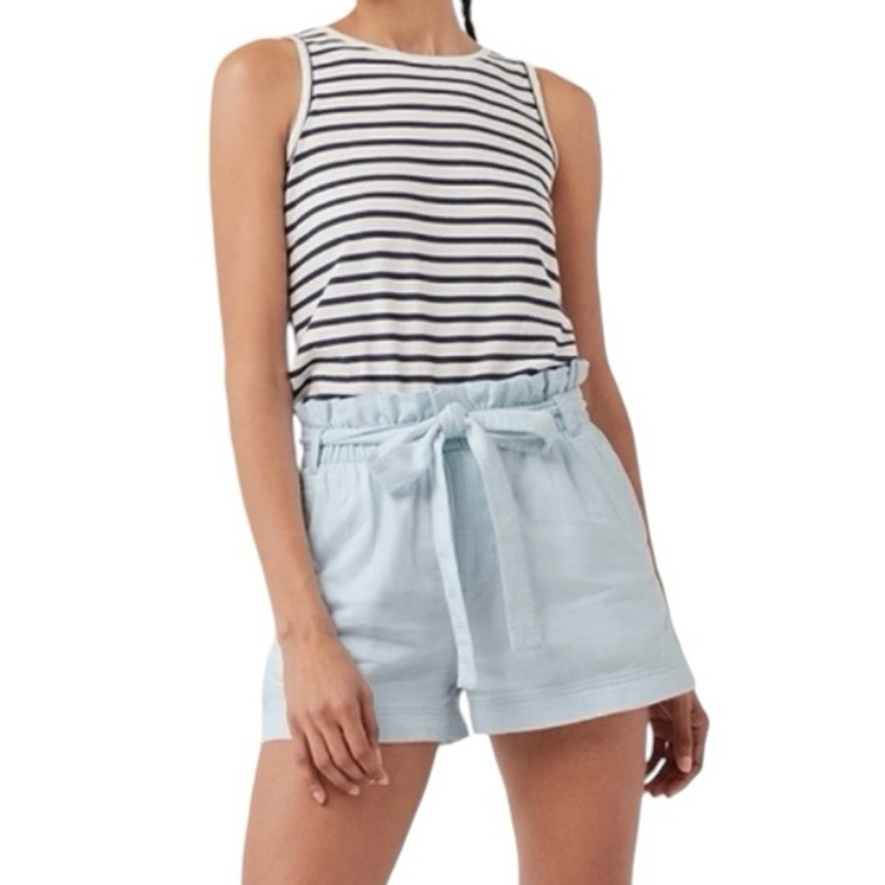 Pact Denim Chambray Paper Bag Shorts Size XS Organic Cotton Light Blue